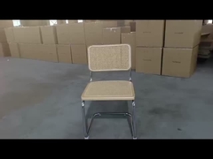 Mid Century Modern Rattan Eetstoelen Metalen Frame riet Rattan Eetstoel