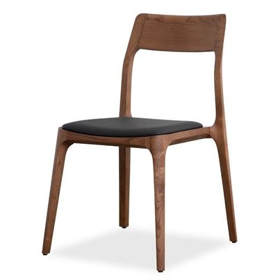 kopen Armloze DHouten Eetstoel Comfortabele PU Lederen Houten Eetstoel online vervaardiging