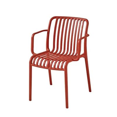 kopen Rode plastic tuin eetstoelen Noordelijke stapelbare zwarte kunststof fauteuil online vervaardiging