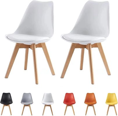kopen Houten benen Eetstoelen Witte plastic stoelen Voor keuken Restaurant online vervaardiging