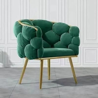 kopen Gepersonaliseerde groene gepoleerde eetstoelen Metalen benen Stof fluweel Eetstoel online vervaardiging
