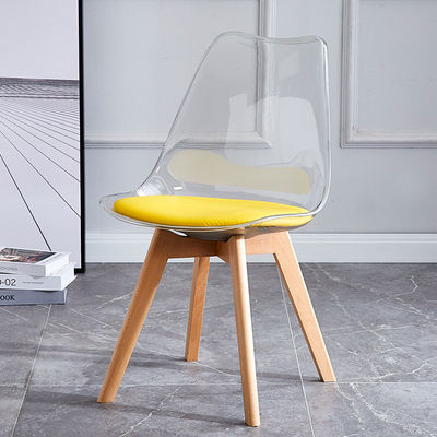 kopen Transparante plastic tulpen Eettafel stoelen PU kussen Beuken houten benen online vervaardiging
