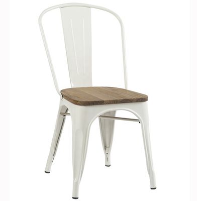 kopen Witte Cafe Tolix Eetstoel Stapelbare metalen restaurantstoelen met houten stoel online vervaardiging