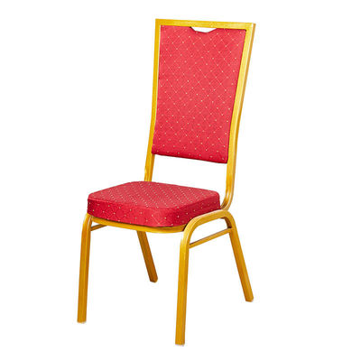 kopen Buisdikte 0,8-1,2 mm Hoog Rugstaal Metalen Stof Gestoffeerde Banket Hotel Stoelen Stapelbaar Gouden Party Evenement Stoelen online vervaardiging