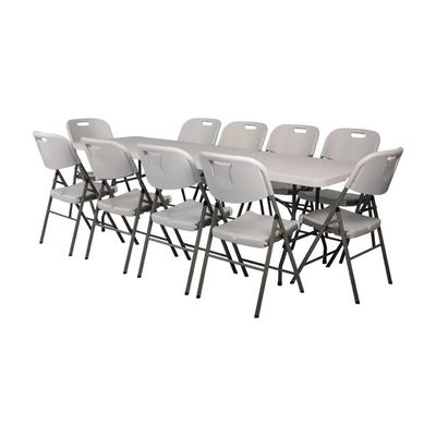 6ft 8ft plastic vouw tafel en stoelen rechthoekige 10 personen witte plastic tafel stoelen