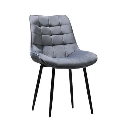 Moderne grijze fluweel tufte eetstoelen gepolst eetstoelen voor hotelappartement