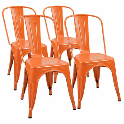 Huishoudelijke stapelbare metalen eetstoelen Oranje Vintage metalen bistro stoelen