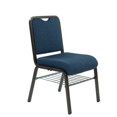 Moderne Stapelbare Grijze Kerkstoelen Metaal en Stof Voor Commercieel Meubilair